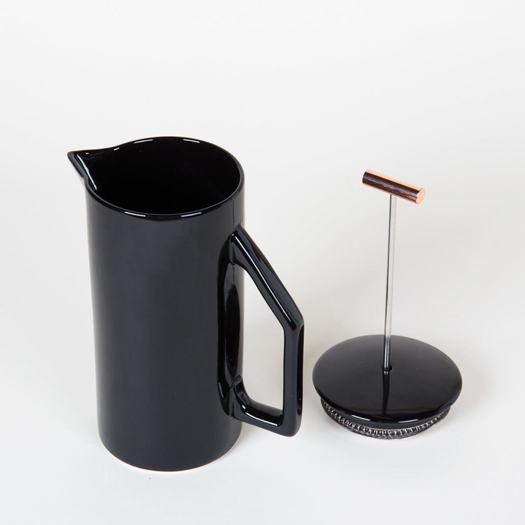 850 mL Ceramic French Press Gloss Black Skittle Lane