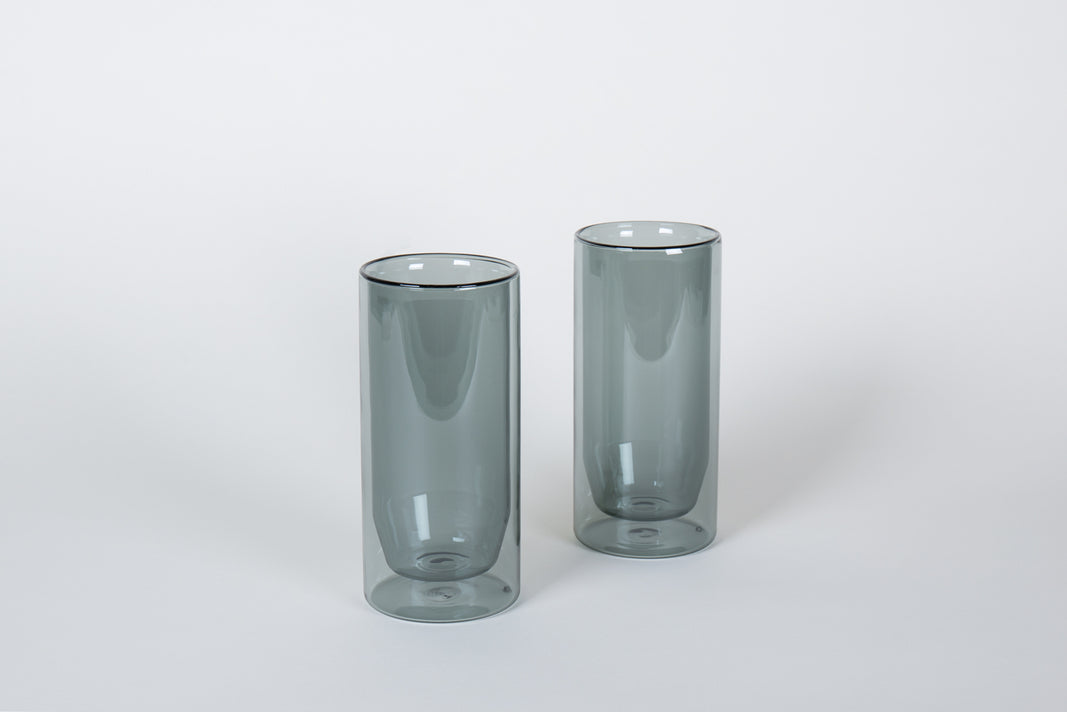Double-Wall 16oz Glasses Set of 2 - Grey