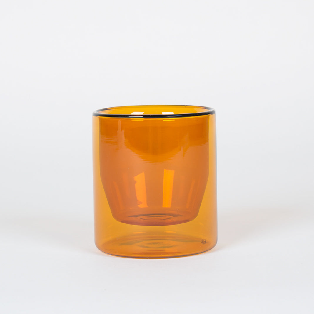 Hearth Double Wall Glass Mug in Amber (6OZ/175ML) - SET OF 2