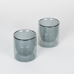 Double-Wall 6oz Glasses Set of 2 - Grey